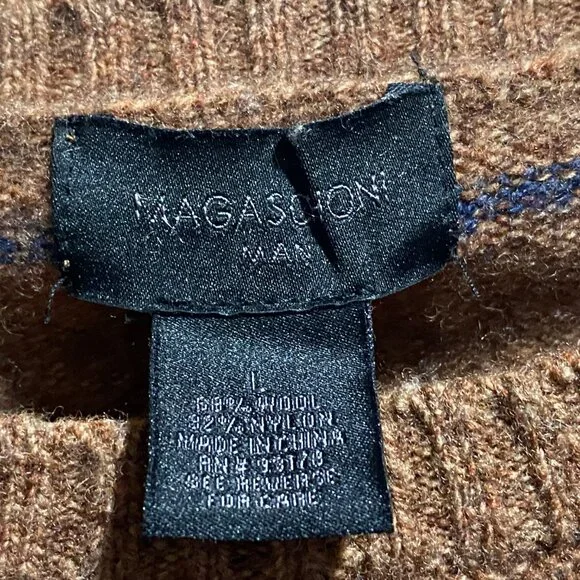 1 Men Woman Magaschoni Merino Wool Minimalist Retro Preppy Grandpa Sweater M/L - Picture 4 of 5